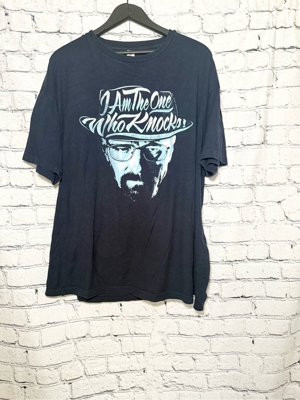 Tultex Navy Graphic Tee with Light Blue Print. Size XXL